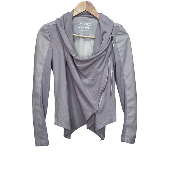 BLANK NYC The Draped Jacket Vegan Leather Size XS NWT Neutral Minimalist - Picture 2 of 10